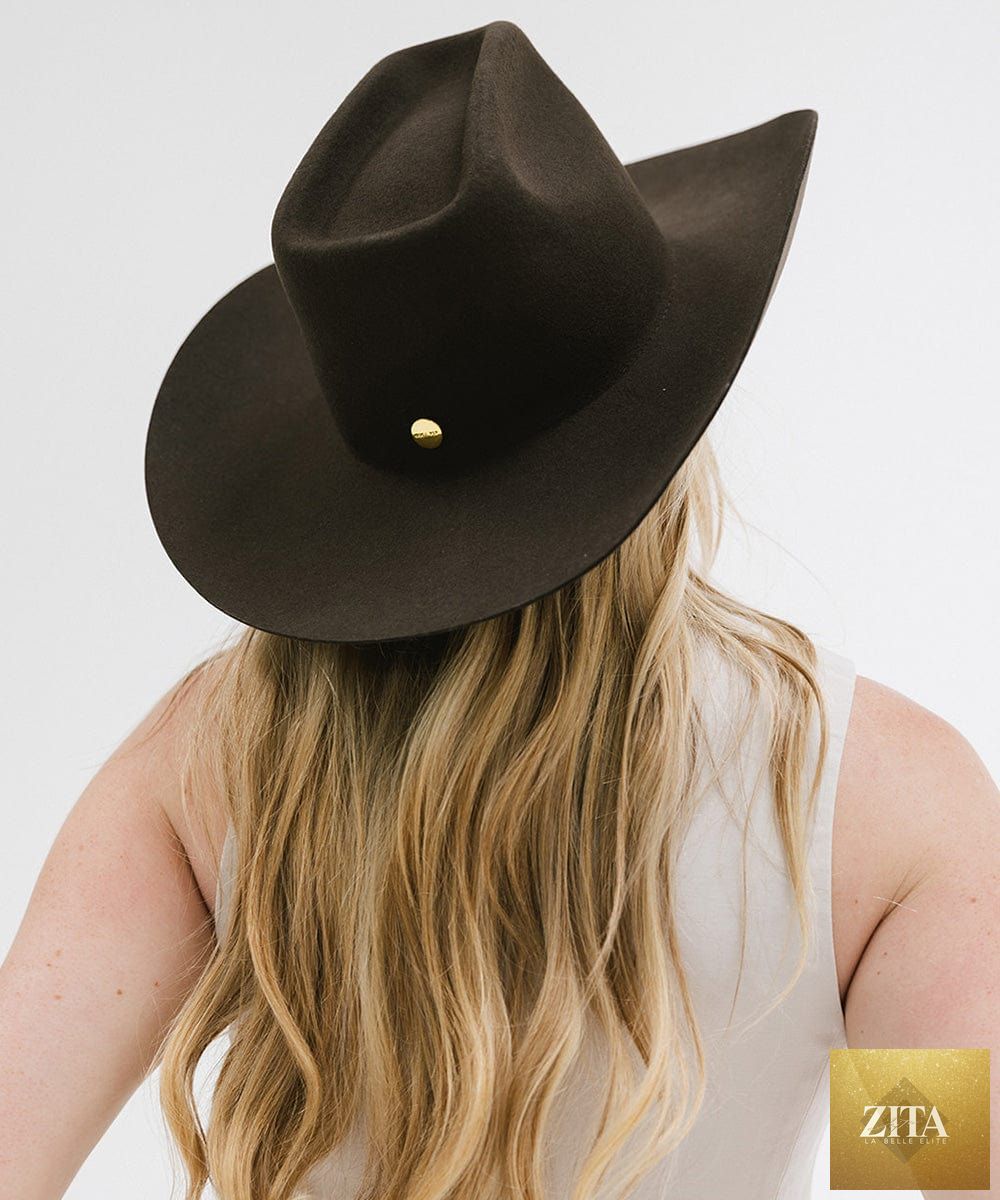 GIGI PIP Lane cowboy hat made of felt with a brick-colored top, wide brim, and classic western style.