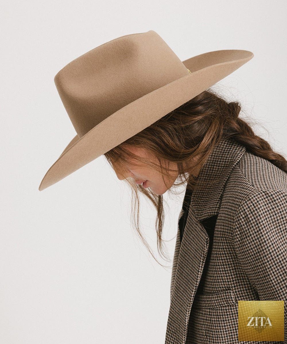GIGI PIP Lane felt cowboy hat with a brick-colored top, classic Western style, and a wide brim for outdoor wear.