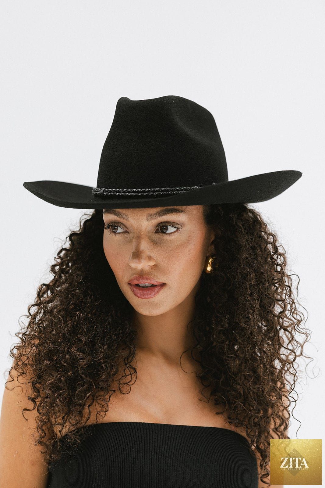 GIGI PIP Lane cowboy hat made of felt, featuring a wide brim and classic Western style.