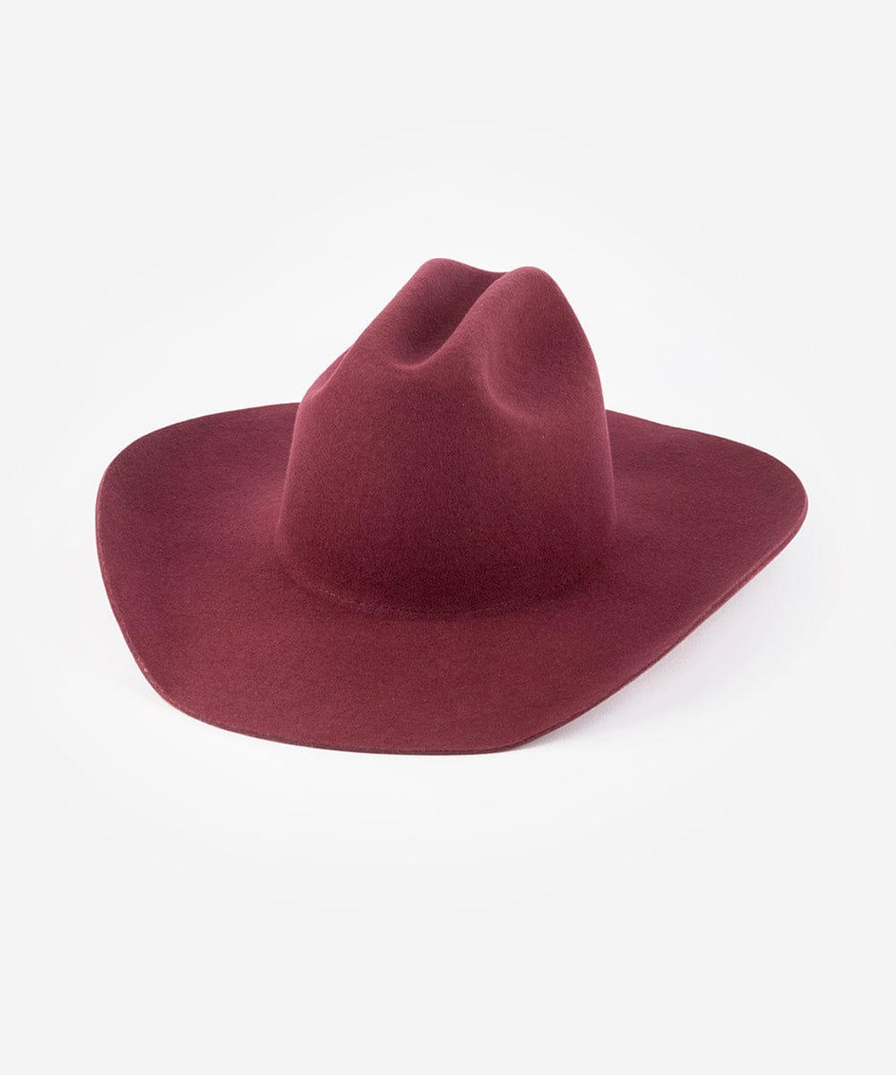 GIGI PIP Teddy Cattleman cowboy hat in felt, merlot color, small size with a wide brim and classic Western style.