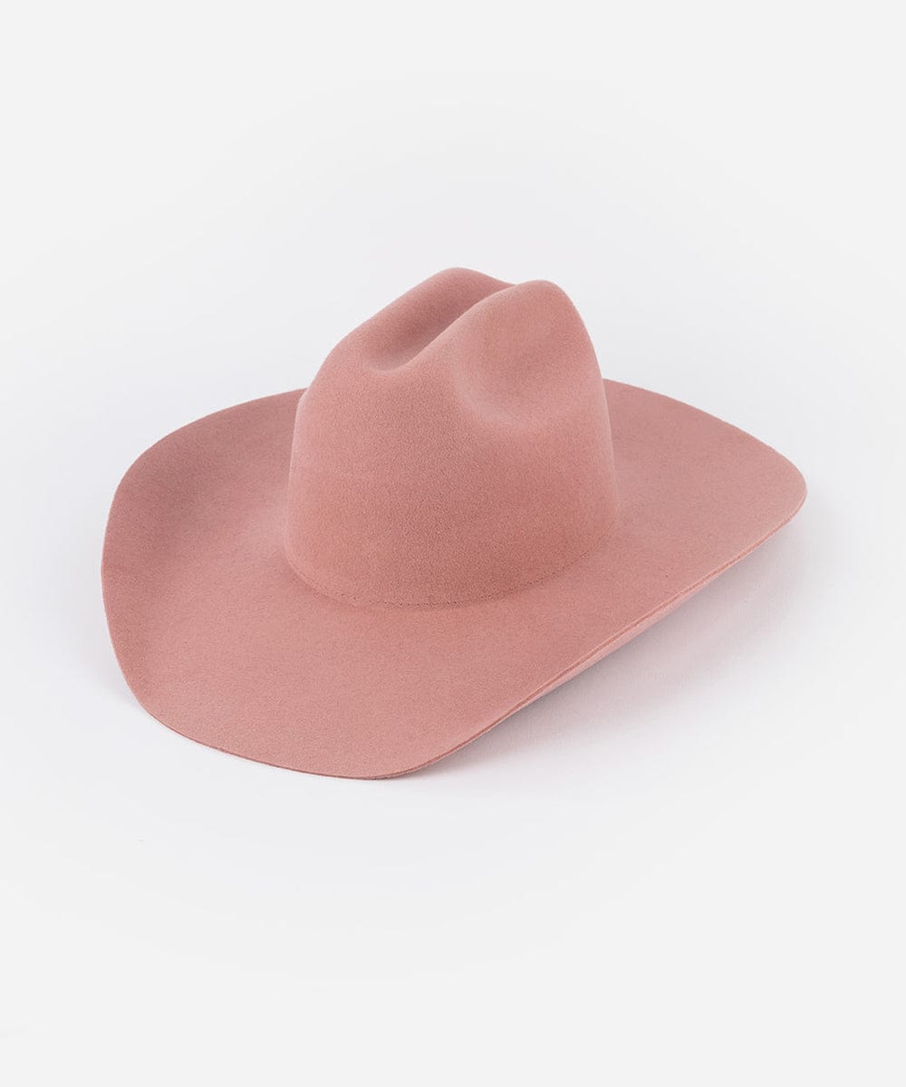GIGI PIP Teddy Cattleman Cowboy Hat in felt, rose color, XS size, featuring a classic Western design with a wide brim and decorative band.