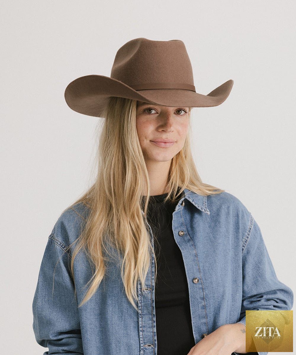 GIGI PIP Shane cowboy hat made of felt, featuring a wide brim and classic western style perfect for outdoor wear.
