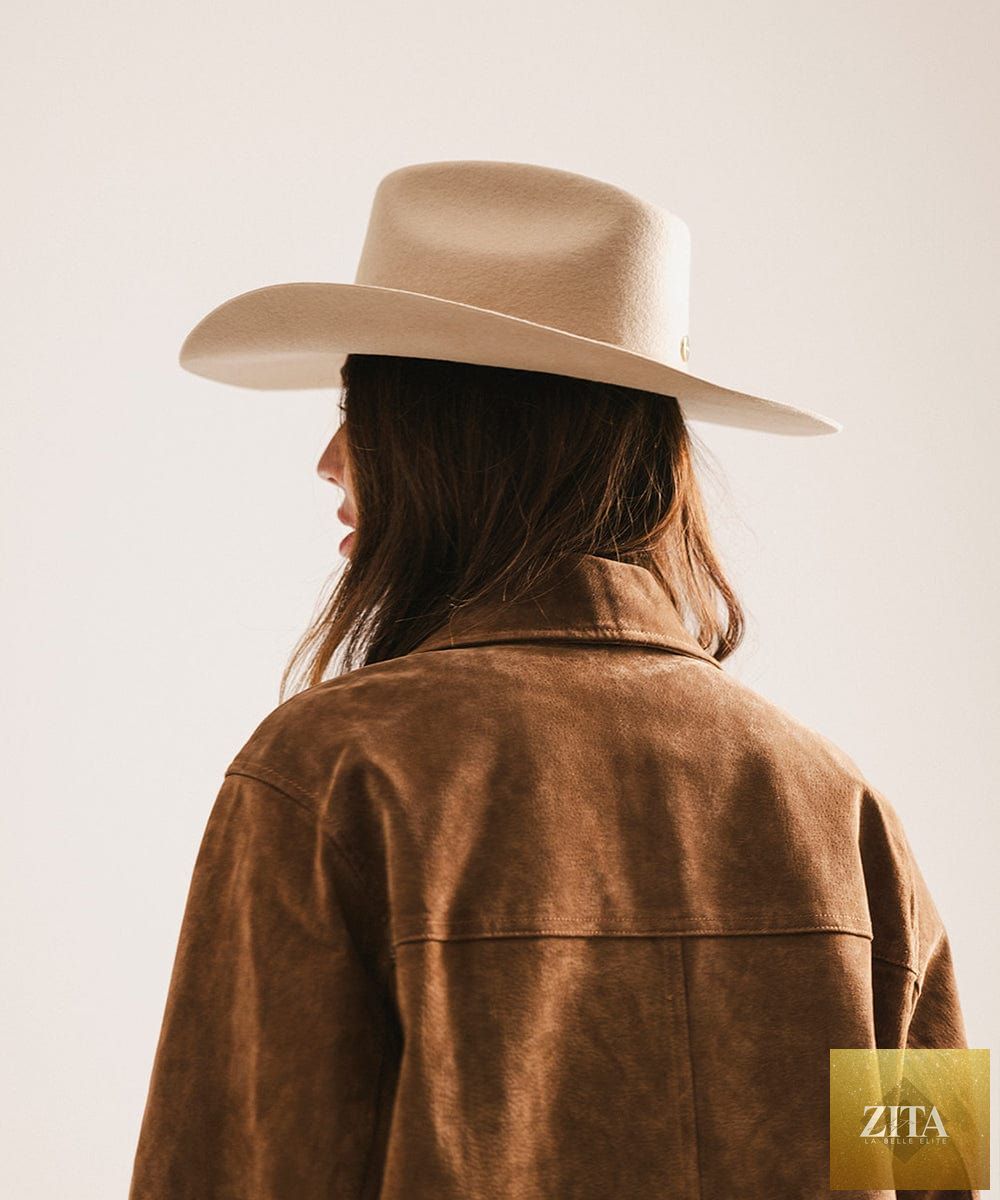 GIGI PIP Shane cowboy hat made of felt with a wide brim and classic cowboy design, stylish western headwear.