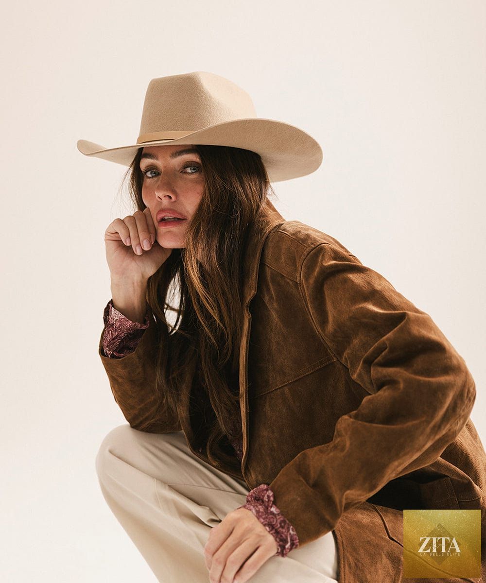 GIGI PIP Shane Cowboy Hat made of felt with wide brim and classic Western style, featuring a decorative band.