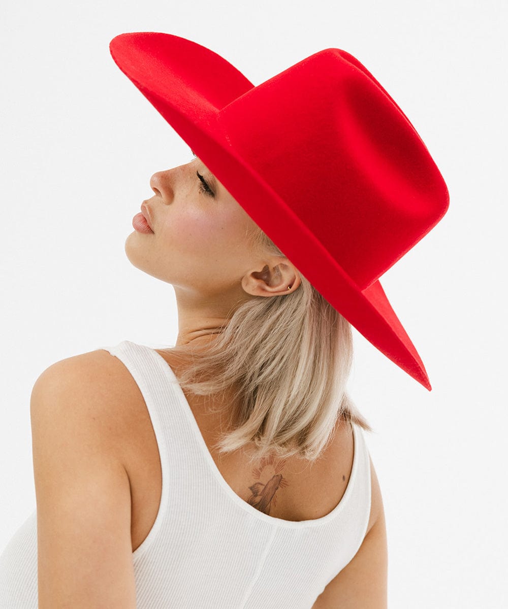 GIGI PIP Teddy Cattleman Cowboy Hat made of felt, featuring a classic Western style with a wide brim and decorative band.