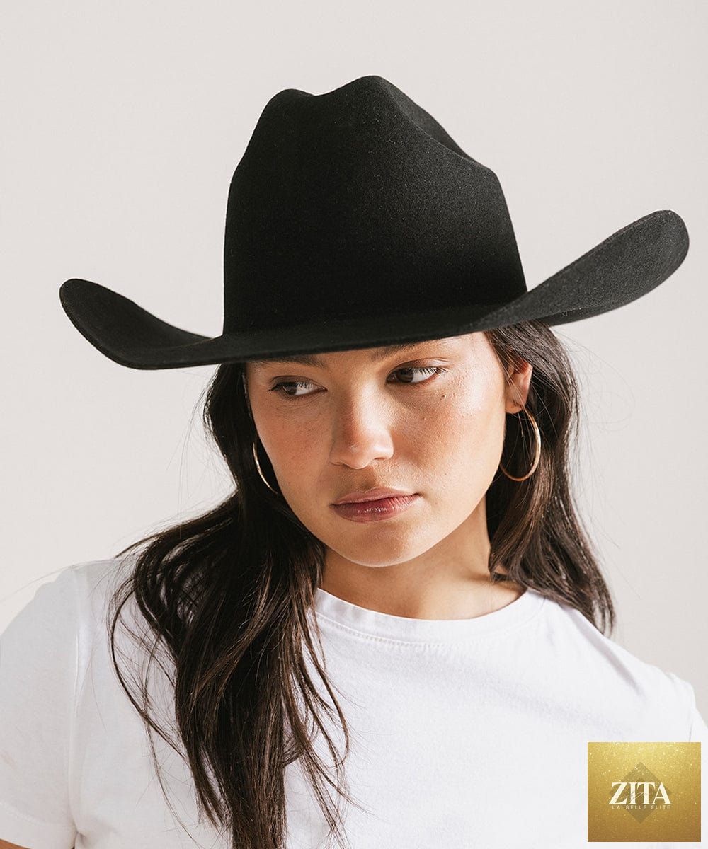GIGI PIP Teddy Cattleman cowboy hat made of felt, featuring a wide brim and classic Western style for outdoor wear.