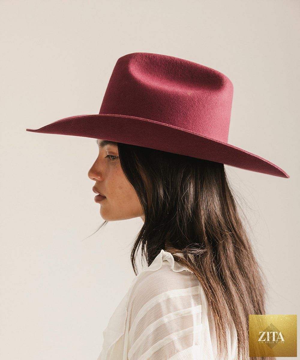 GIGI PIP Teddy Cattleman Cowboy Hat made of felt, featuring a wide brim and classic Western style.