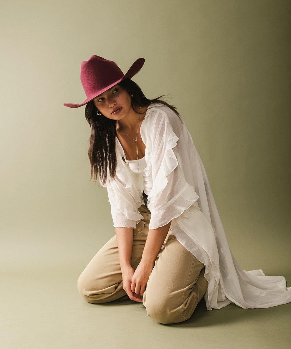 GIGI PIP Teddy Cattleman cowboy hat made of felt, featuring a wide brim and classic Western style.