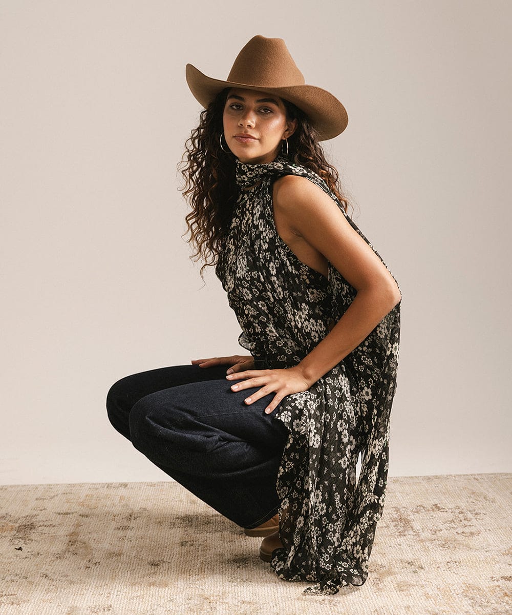 GIGI PIP Teddy Cattleman cowboy hat made of felt with a wide brim and cowboy style, perfect for Western-inspired fashion.