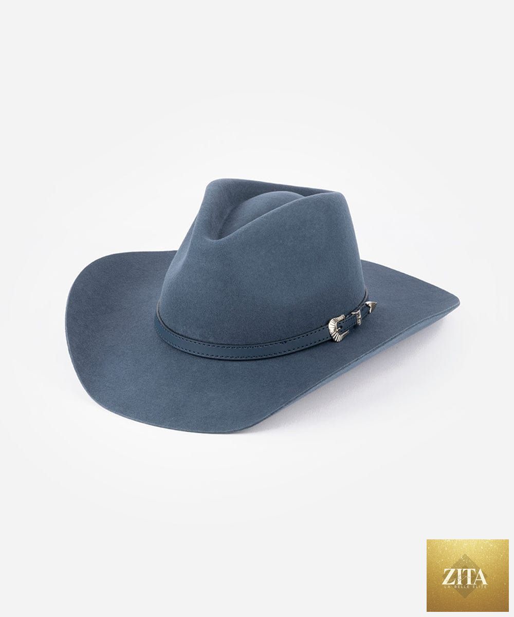 Vintage blue felt cowboy hat by GIGI PIP, Dean Rancher style, small size with a classic western design.