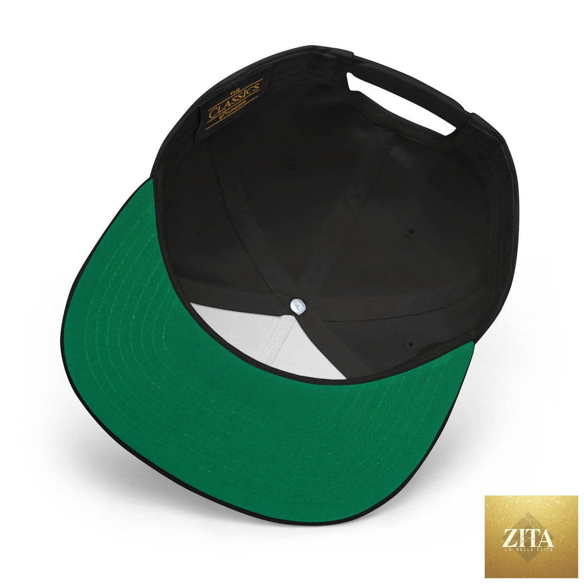 Black Freedom Maltese flat bill hat by Zita La Belle Elite, featuring a structured cap with a flat brim and embroidered design.