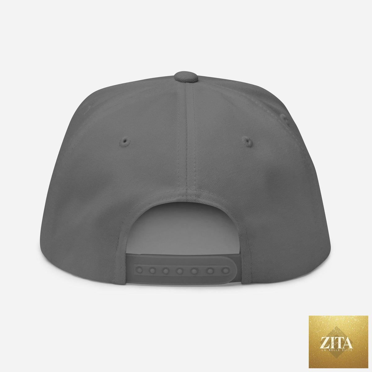 Grey Freedom Maltese flat bill hat by Zita La Belle Elite, showing the front view with a structured cap and flat brim.