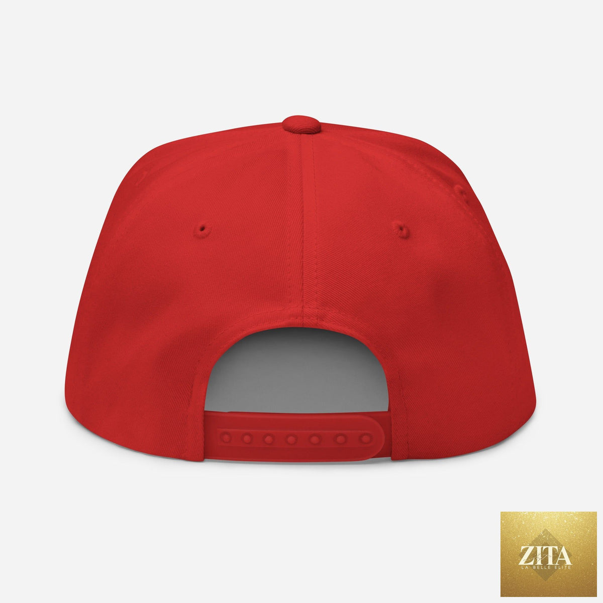 Red Freedom Maltese flat bill hat by Zita La Belle Elite with a structured front and adjustable back strap.