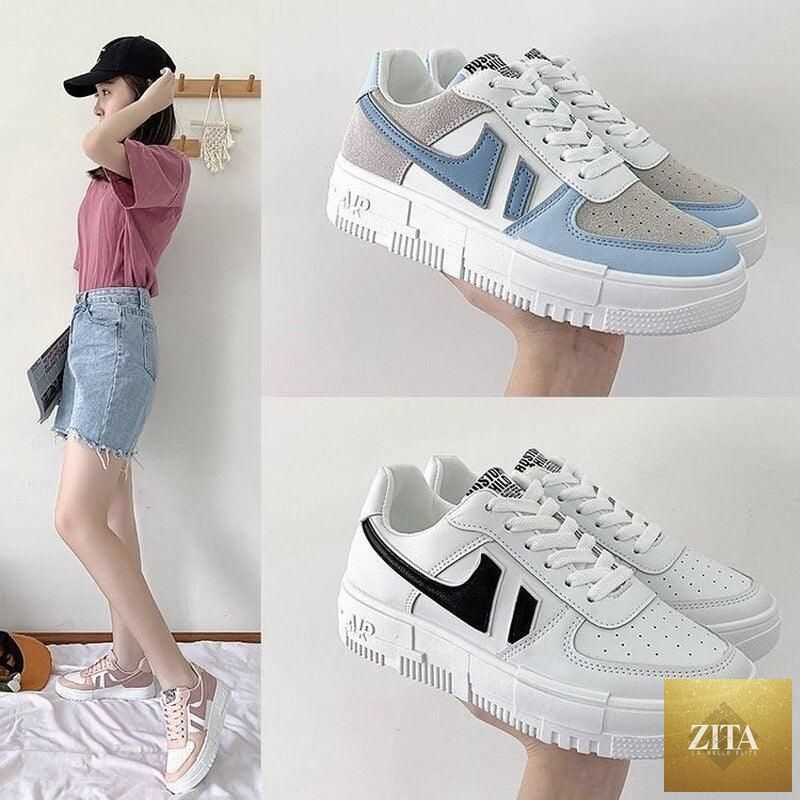 White Stevvex women's casual breathable flats with lace-up design, low-top sneakers ideal for comfortable walking and everyday wear.