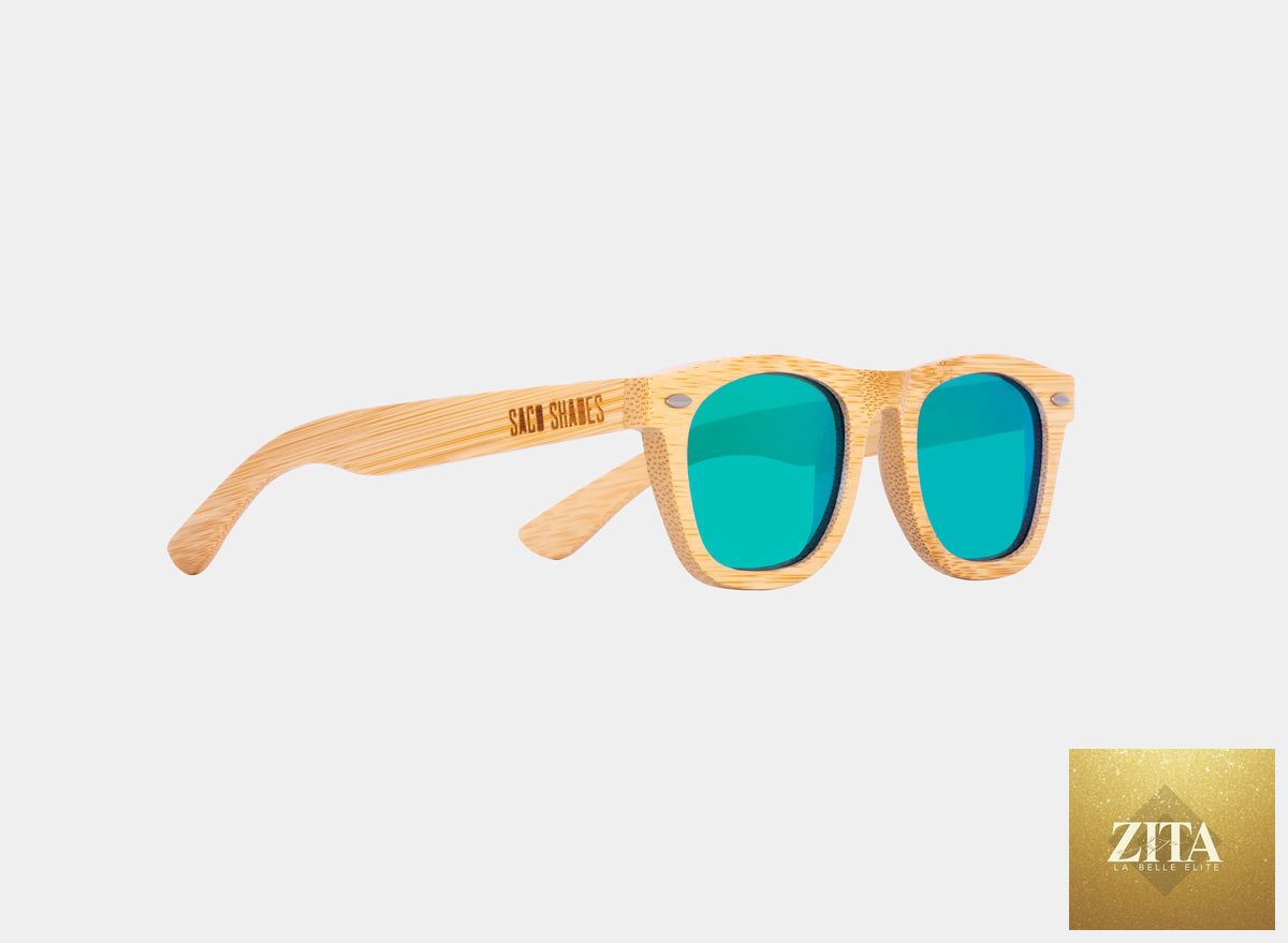 Bamboo floating sunglasses by Eastern Outer with natural bamboo frames and polarized lenses, designed to float on water.