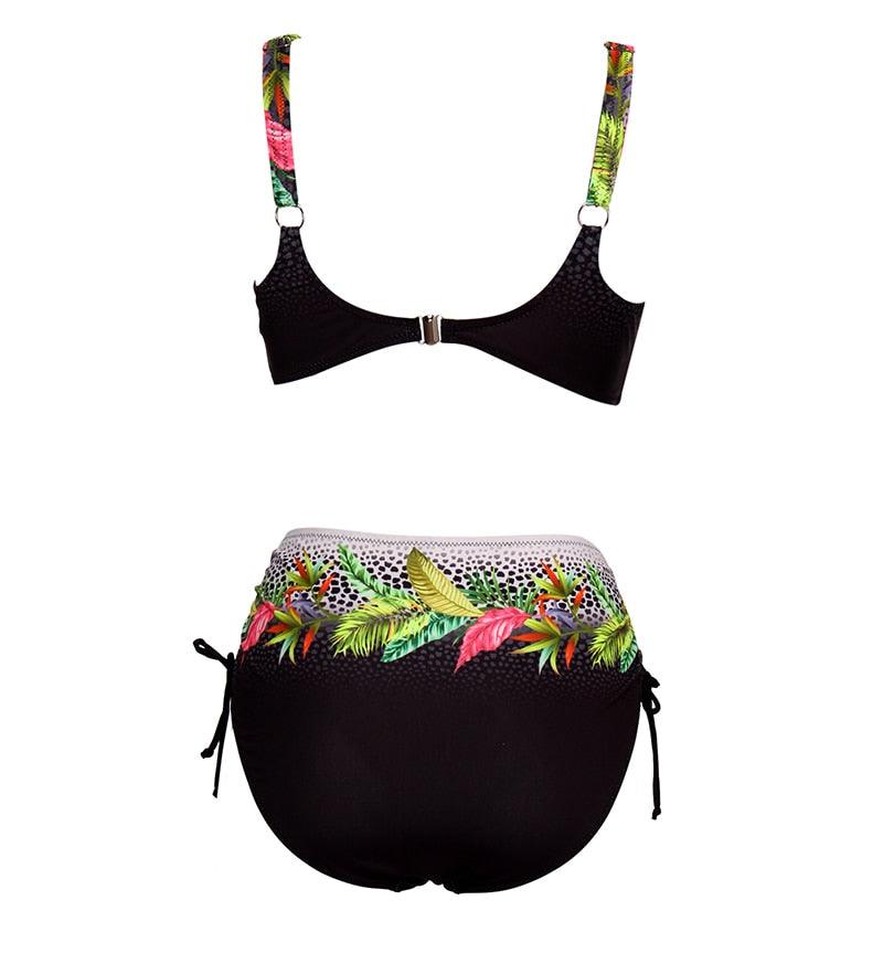 Stevvex floral high-waist bikini set with push-up tops and bottoms, plus size two-piece swimwear for women, summer bathing suit