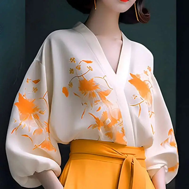 Floral Silk Slimming Wear Flab Hiding Shirt Set