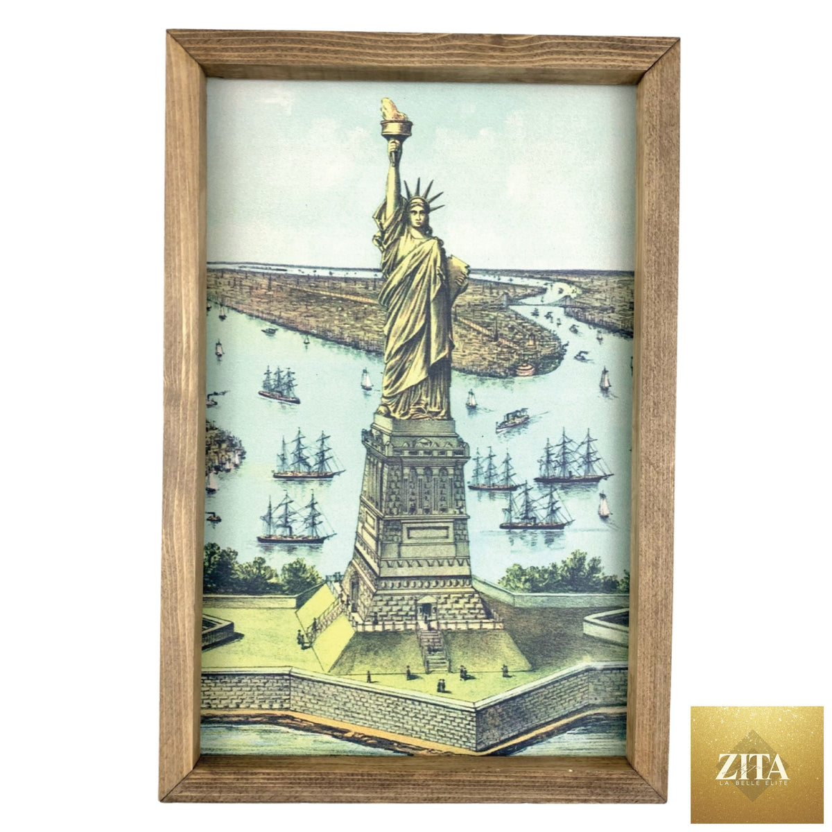 Framed Lady Liberty artwork by 12timbers featuring a detailed statue of Liberty in a stylish frame.