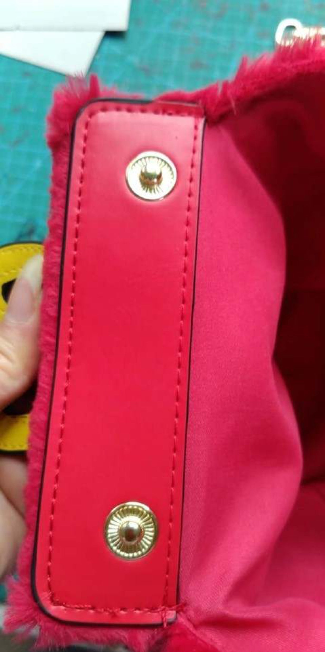 Furry Red Faux Fur Tote Bag – Golden Arch Statement Handbag for Y2K, Alt Fashion & Streetwear
