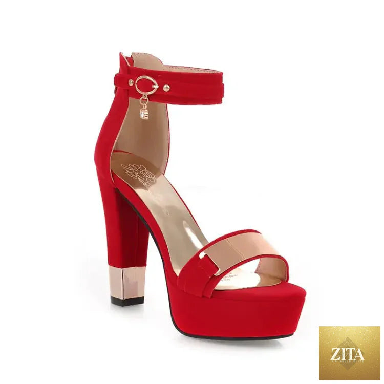 Black women's high heels with a bold fish mouth design and platform sole, stylish shoes from Trendy Attic Store01