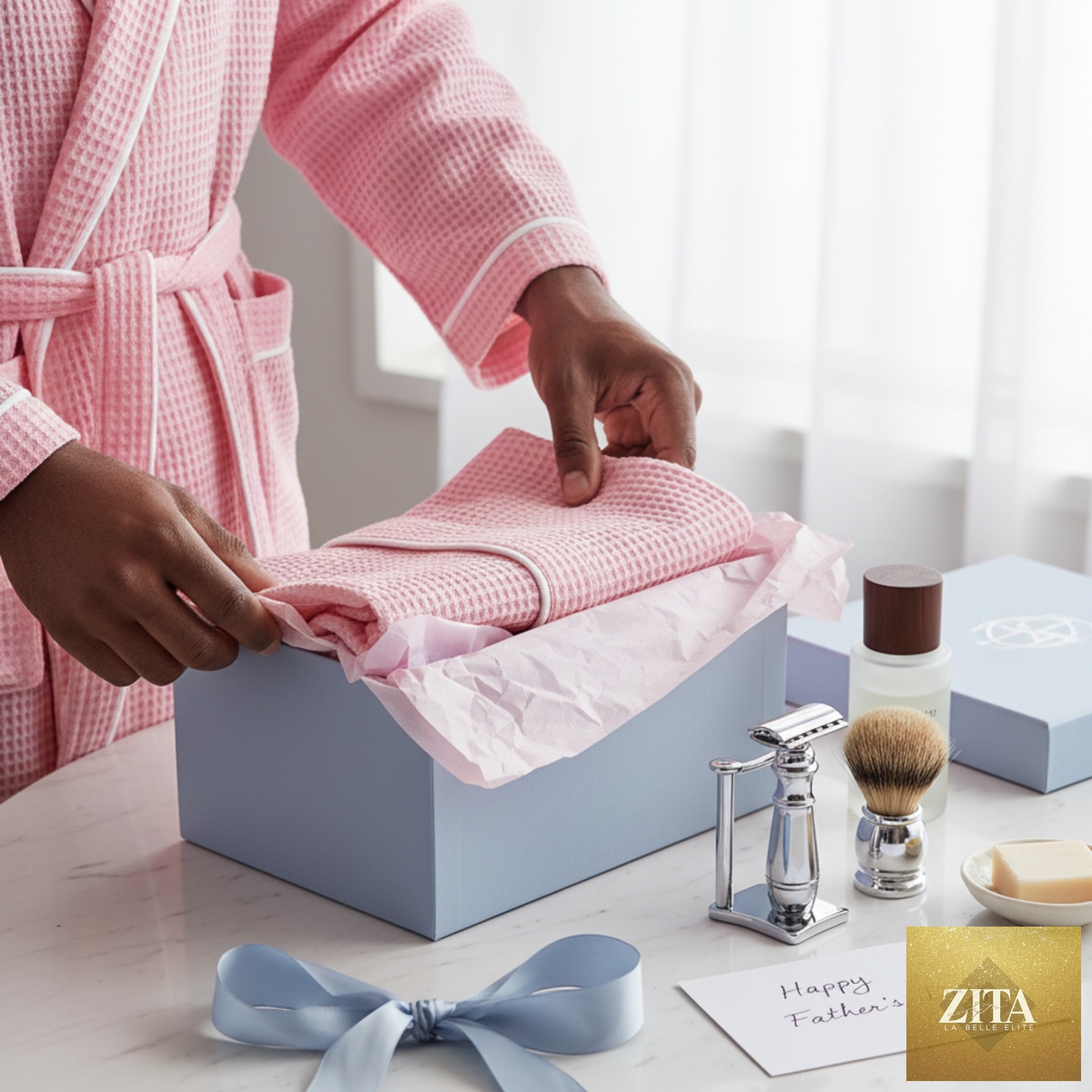 Luxurious Lotus Linen men's waffle piping robe, featuring a cozy design perfect for gifting or everyday relaxation.