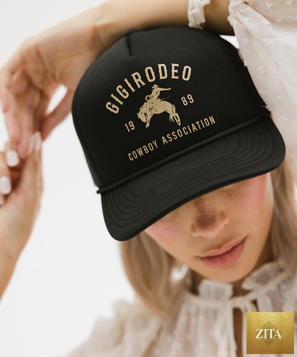 GIGI PIP Gigi Rodeo foam trucker hat with mesh back and embroidered front panel for casual style.