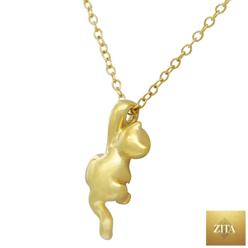 Gold-plated cat charm necklace featuring a dainty pendant, perfect for gift-giving, by BandsCo Straps in jewelry and watches.