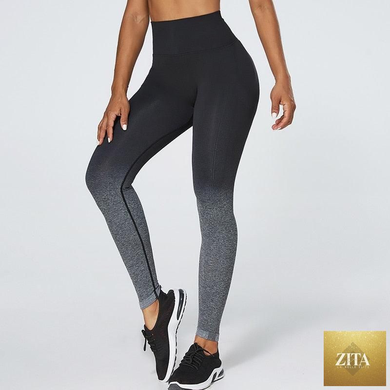 Stevvex women's gym leggings for workout, jogging, yoga, with tummy control, stretch fabric, anti-cellulite fit, black color.