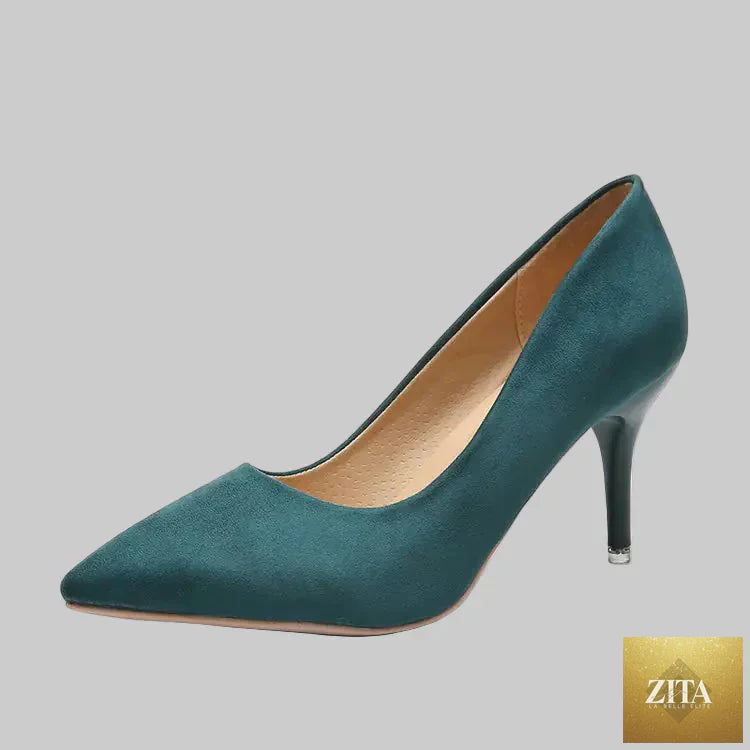 Women's suede high heel pointed shoes by Trendy Attic Store01, featuring a stylish design and elegant pointed toe.