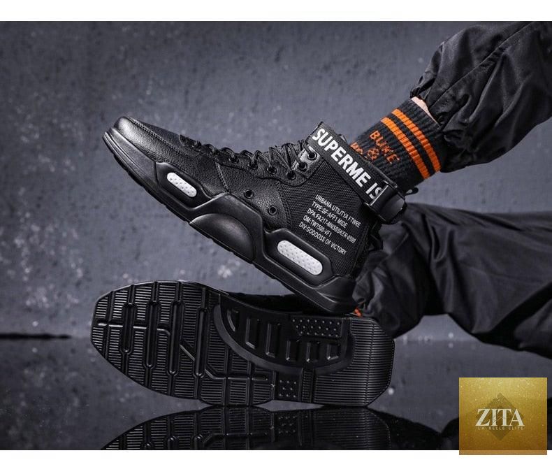 Stevvex high-top red sneakers for men, breathable lightweight basketball shoes, hip-hop style, sporty and fashionable.