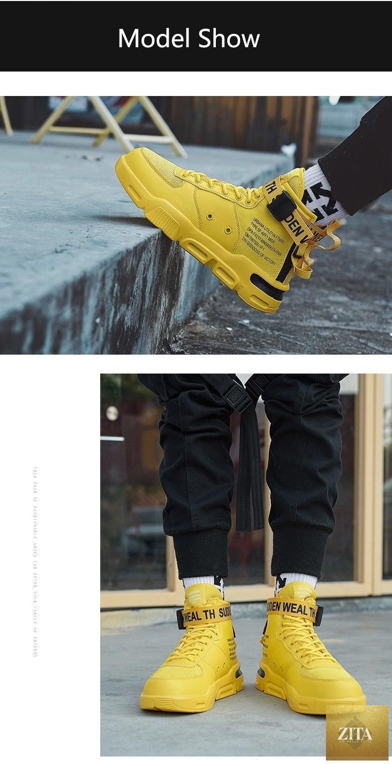 Stevvex high-top red sneakers for men, breathable lightweight basketball shoes with a trendy hip-hop style and sporty design.