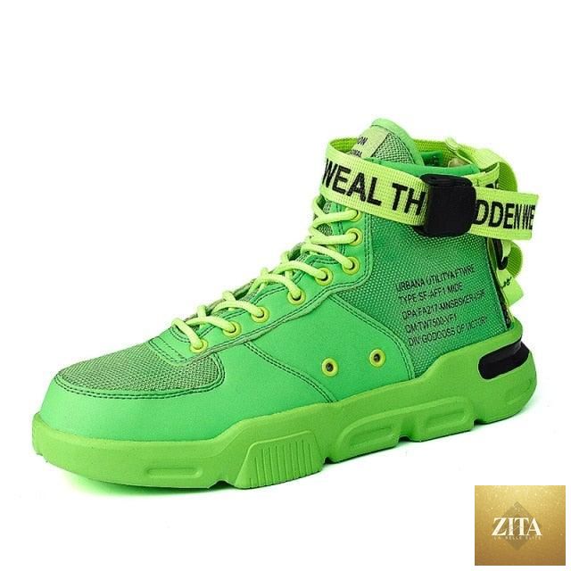 Stevvex men's high-top red sneakers with breathable lightweight design, suitable for hip hop, casual, basketball, and running.