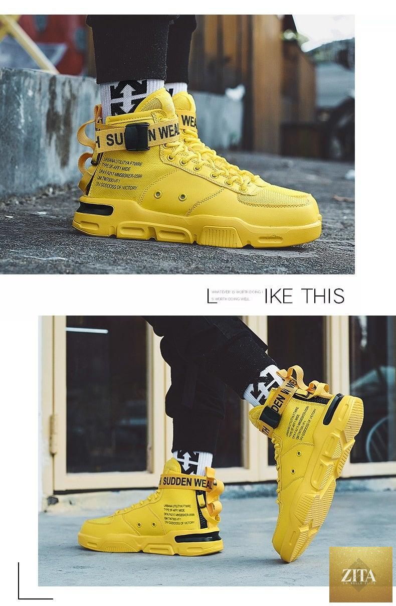 Stevvex high-top red sneakers for men, breathable lightweight basketball shoes with trendy hip-hop style and sporty design.