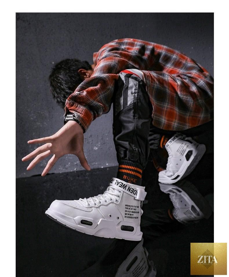 Stevvex high-top red sneakers for men, breathable lightweight basketball shoes with stylish hip-hop and casual sport design.