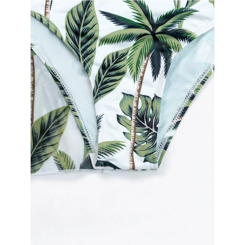 High-Waist Swimwear Set Summer Floral Print Bikini Swimsuit Beachwear Women Push-Up Bathing Suit Tie Dye 3 Pieces Strings High Cut Bikini Set Bathing Suits