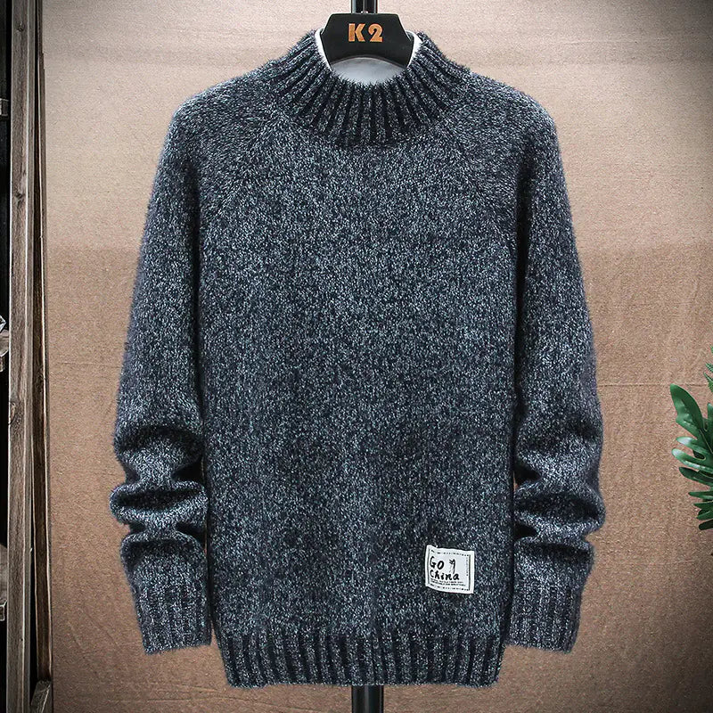Men's knitted sweater top and bottoming shirt from Trendy Attic Store01, featuring a cozy, stylish knit design and comfortable fit.