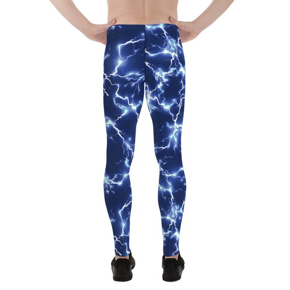 Mens Leggings - Blue Thunder Lightning Leggings Maroon Sooty