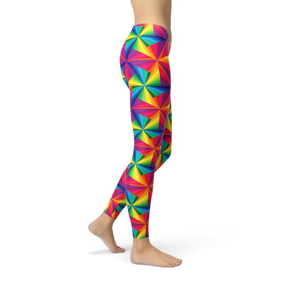 Womens Rainbow Pinwheel Leggings Maroon Sooty