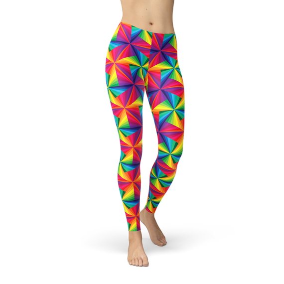 Womens Rainbow Pinwheel Leggings Maroon Sooty