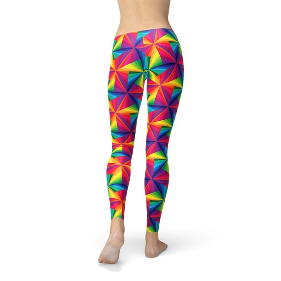 Womens Rainbow Pinwheel Leggings Maroon Sooty