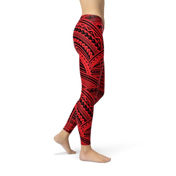 Red Maori Leggings Maroon Sooty