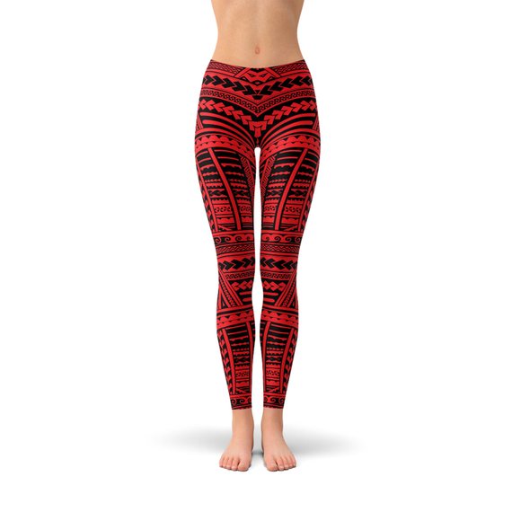 Red Maori Leggings Maroon Sooty