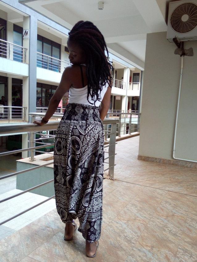 Black and White Animal Printed Baggy Dress Pant