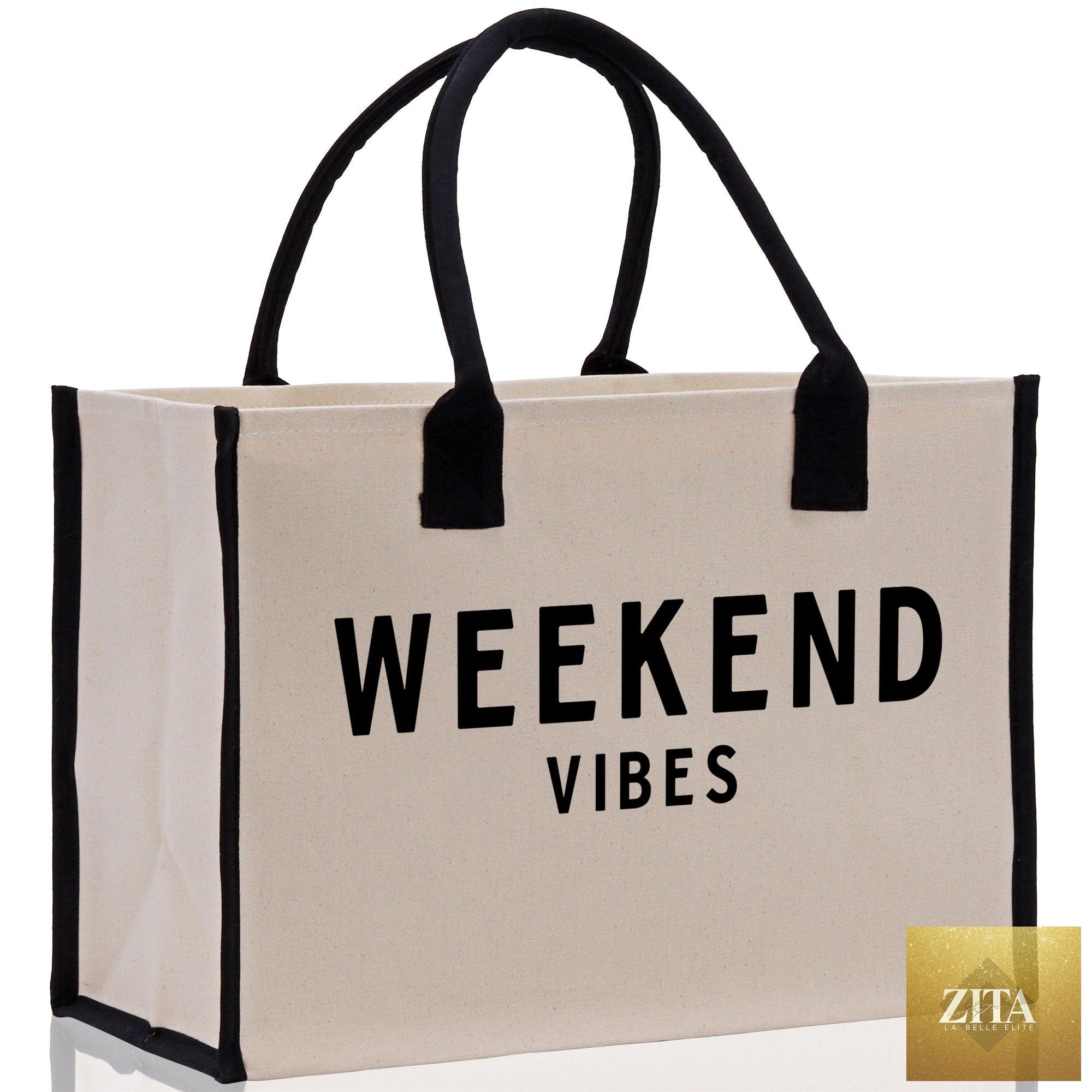 Weekend Vibes Beach Tote Bag - Large Chic Tote Bag - Gift for Her - Girls Weekend Tote - Weekender Bag - Weekend Tote - Weekend Vibes Bag