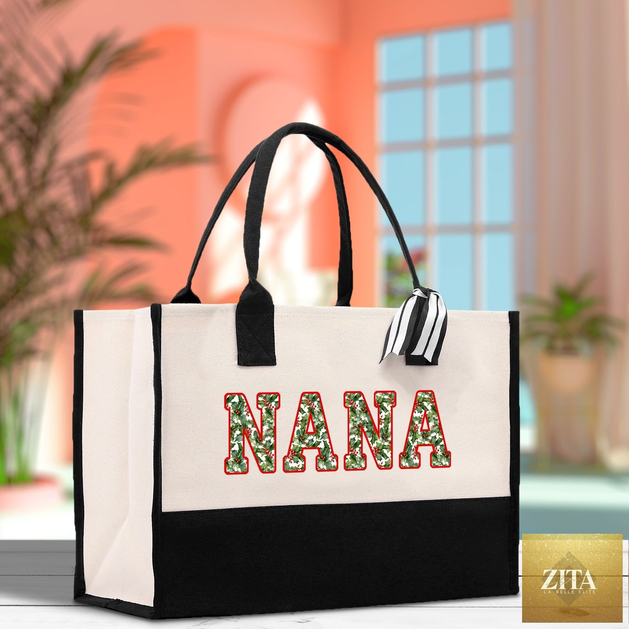Gaga Gram Mimi Nana Grandma Canvas Tote Bag Grandma's Getaway Bag Grandma Gift Bag Mothers Day Gift Bag Grandma Beach Bag Gift for Grandma