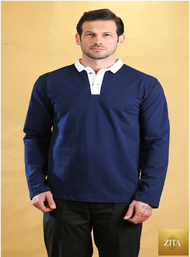Bright Moons Essential Polo in navy, featuring a classic polo shirt design with a collar and short sleeves, displayed on a plain background.