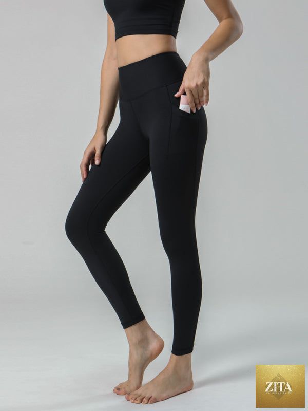 Women's high-waist yoga capri pants by Lady Ros, double brushed and ultra soft, shown on a model for comfortable activewear.