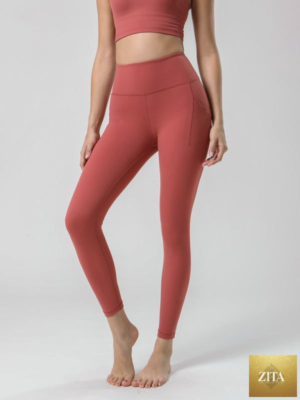 Women's high-waist yoga capri pants by Lady Ros, double brushed and ultra soft, showing a comfortable fit and soft fabric.