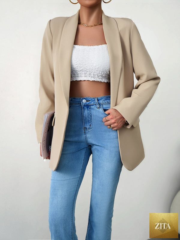 Lady Ros women's professional blazer suit with lapel jacket in multiple colors, shown on a model for office or business wear.