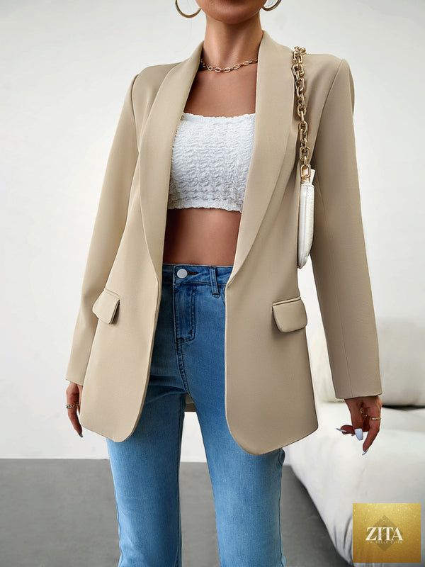 Lady Ros women's professional blazer suit lapel jacket in multiple colors, tailored fit with classic lapel design for office wear.